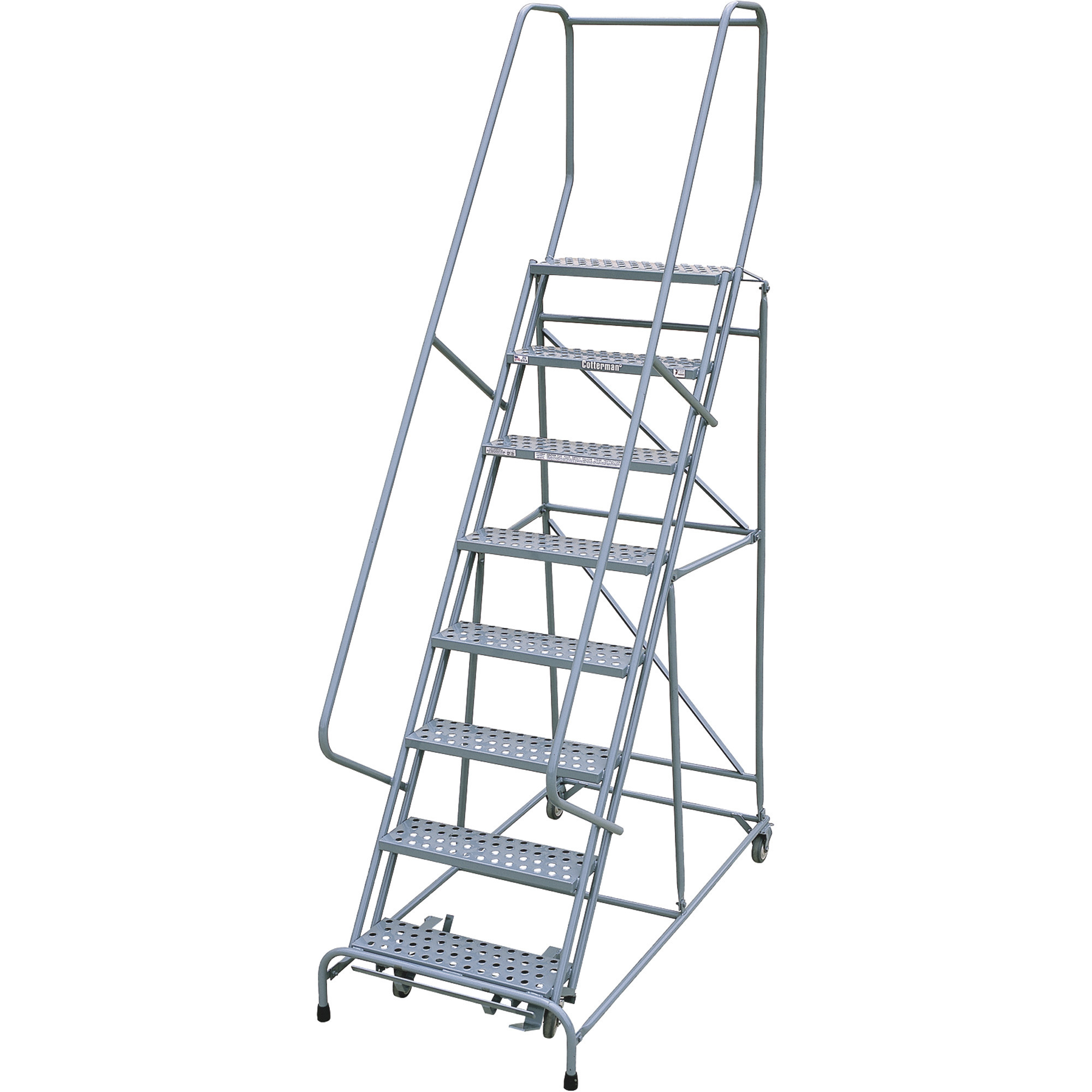 Cotterman Rolling Steel Ladder, 450-Lb. Capacity, 8-Step Ladder, 80in.H Platform, Model# 1008R2632A1E20B4C1P6